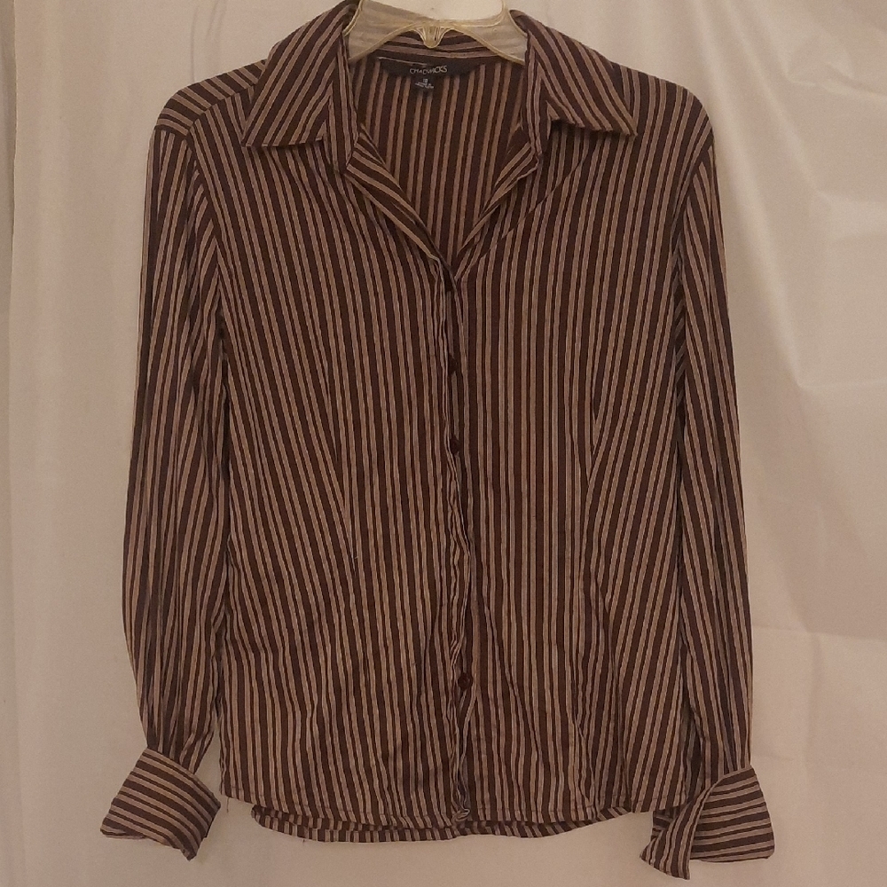 Chadwicks Brown and Cream Striped Top